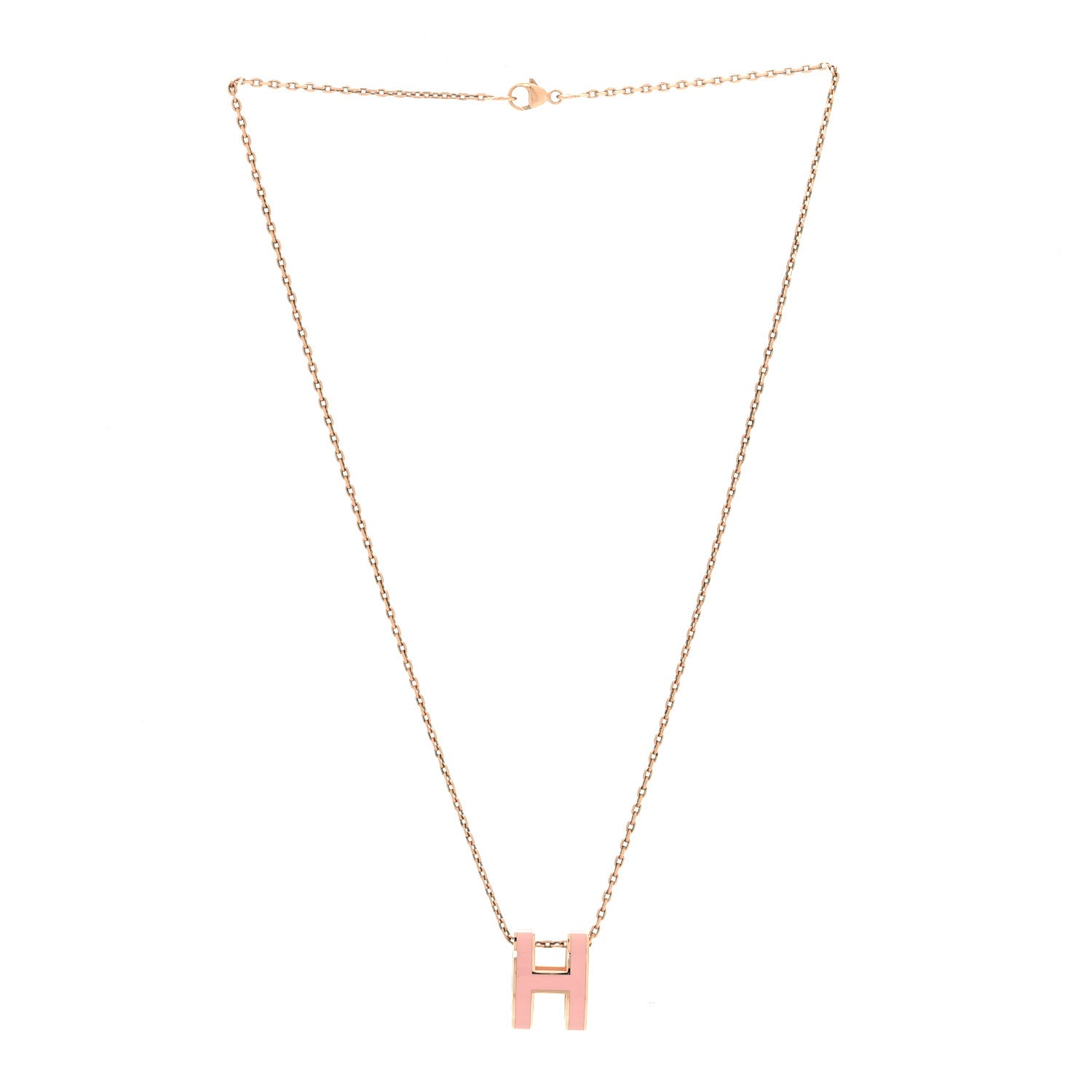 Hermes Lacquered Rose Gold Pop H Pendant Necklace Rose Dragee 3 of 6