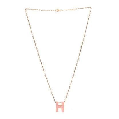 Hermes Lacquered Rose Gold Pop H Pendant Necklace Rose Dragee 3 of 6