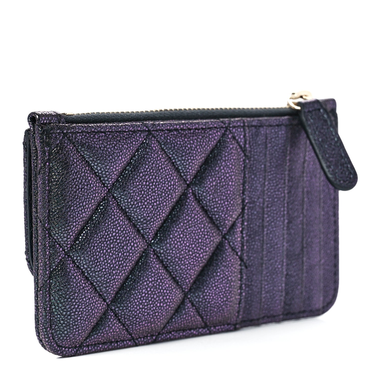 Chanel Iridescent Caviar Quilted Flap Zip Card Holder Black 3 of 13