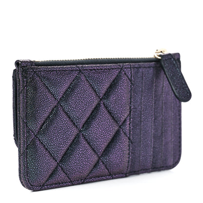 Chanel Iridescent Caviar Quilted Flap Zip Card Holder Black 3 of 13