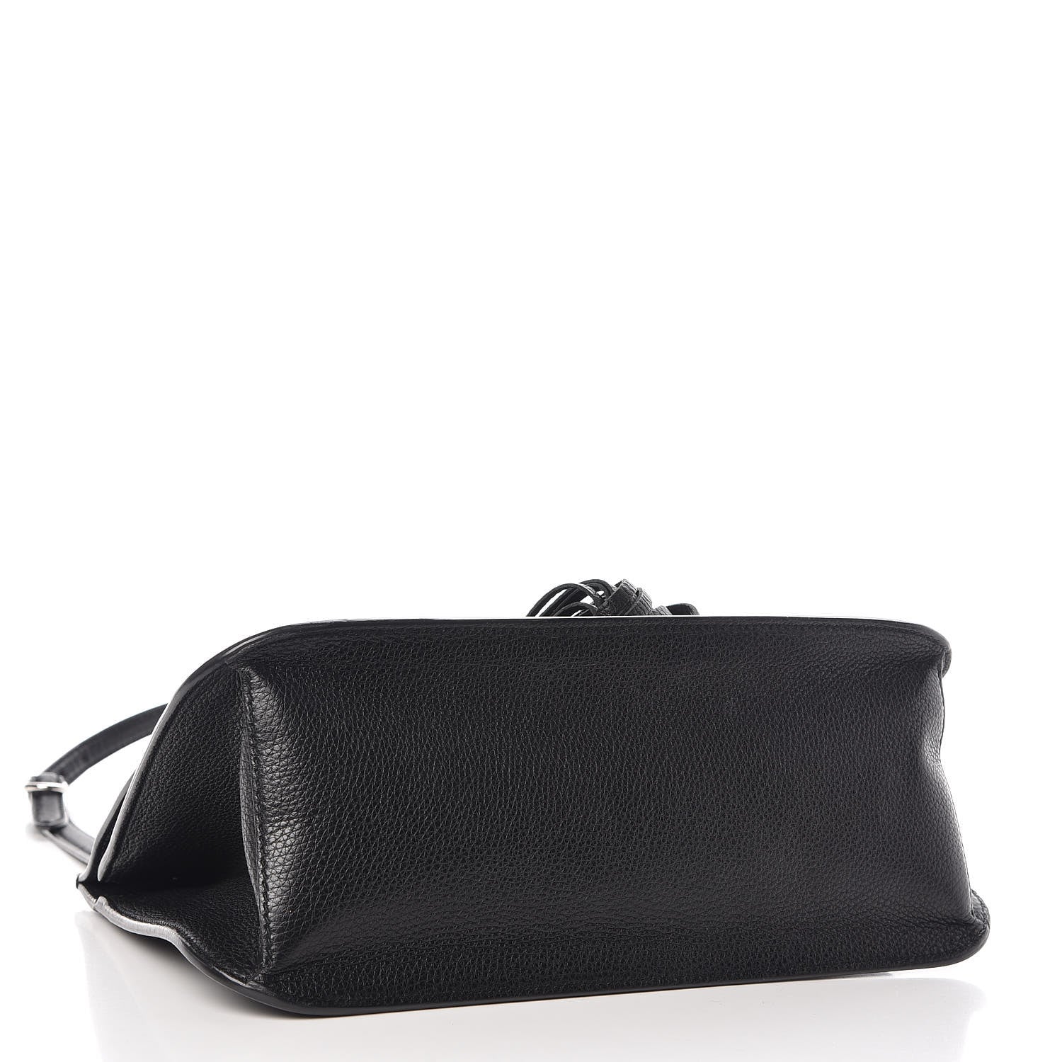Gucci Pebbled Calfskin Medium Bamboo Daily Flap Shoulder Bag Black 4 of 11