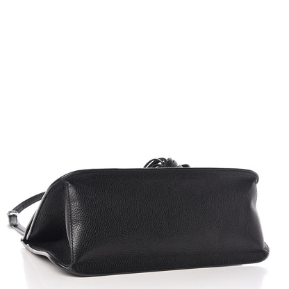 Gucci Pebbled Calfskin Medium Bamboo Daily Flap Shoulder Bag Black 4 of 11