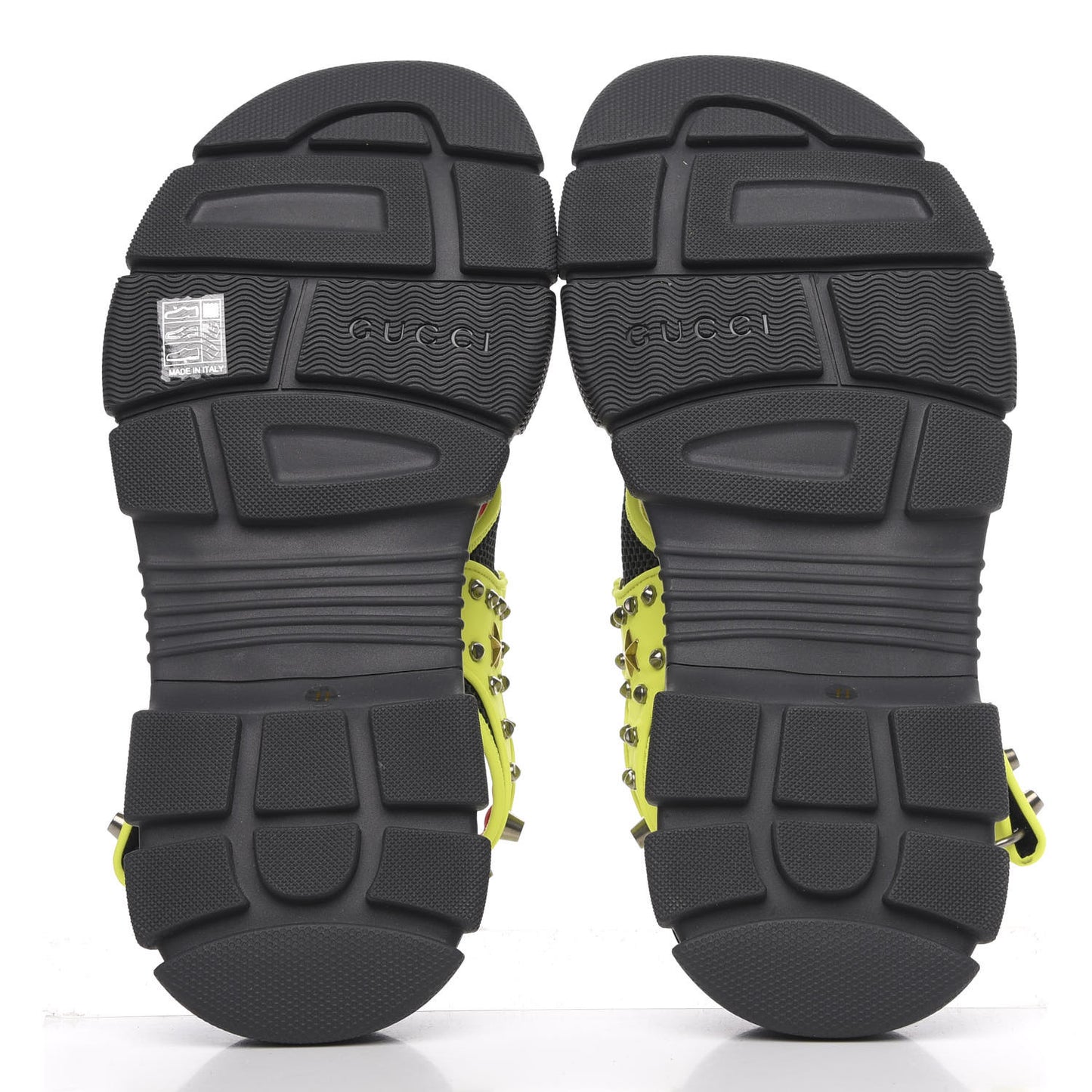 Technical Canvas Calfskin Studded Mens Aguru Sandals 11 Neon Yellow