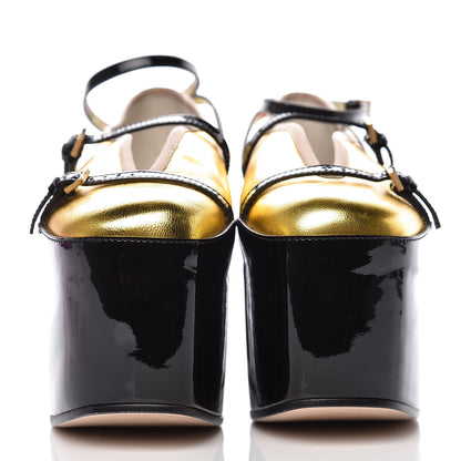 Gucci Metallic Nappa Patent Hannelore Detachable Platform Sandals 35.5 Gold 3 of 17