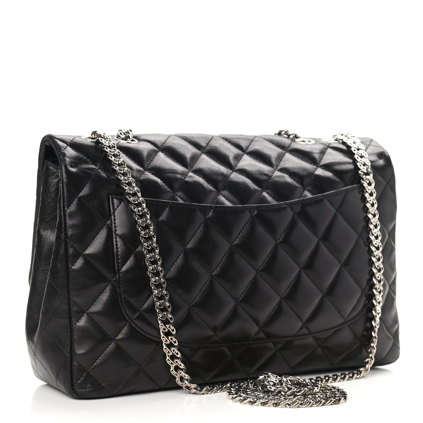 Lambskin Quilted Jumbo Flap Bijoux Chain Black