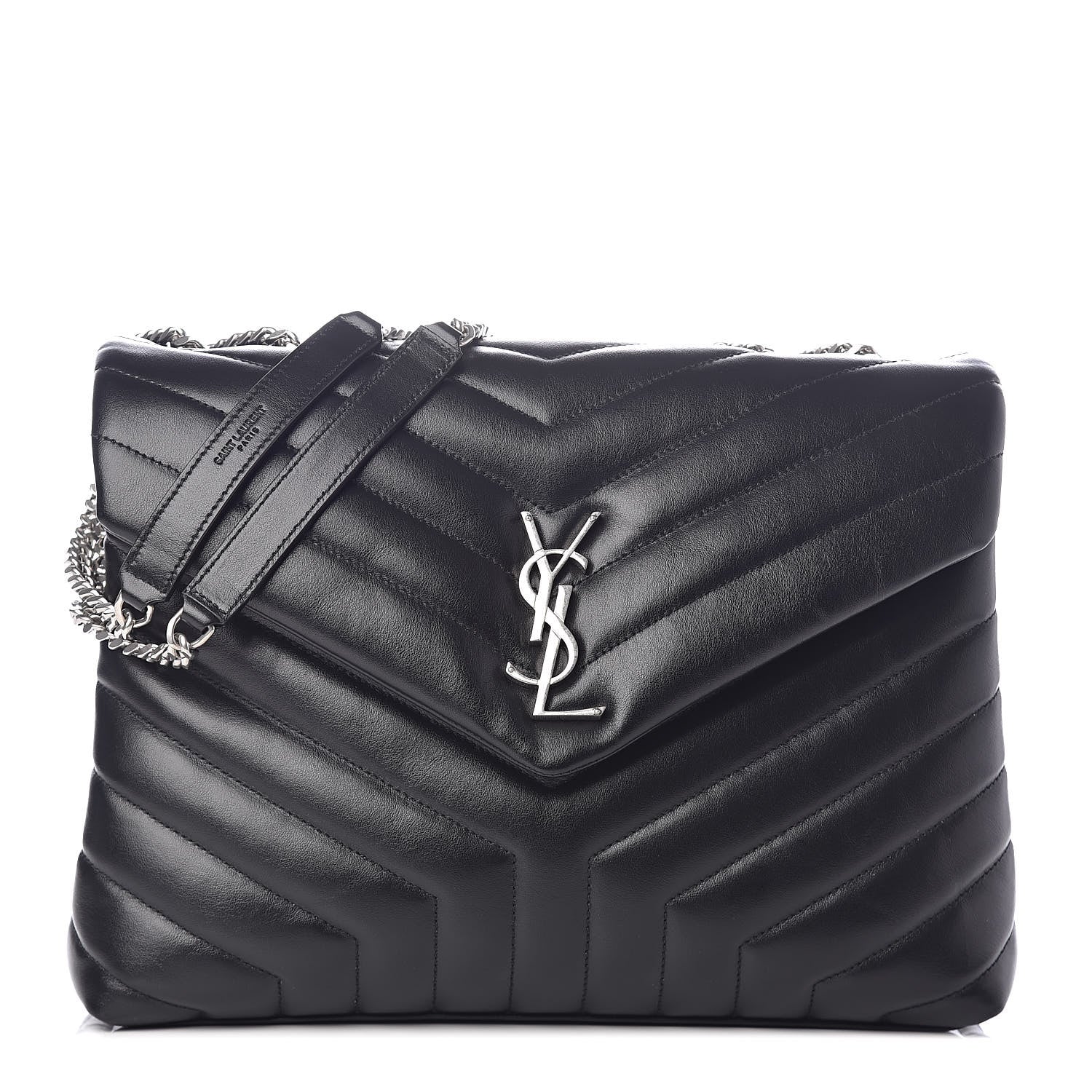 Saint Laurent Calfskin Y Quilted Monogram Medium Loulou Chain Satchel Black 1 of 10
