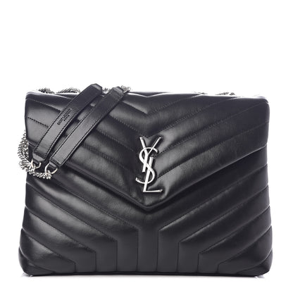 Saint Laurent Calfskin Y Quilted Monogram Medium Loulou Chain Satchel Black 1 of 10