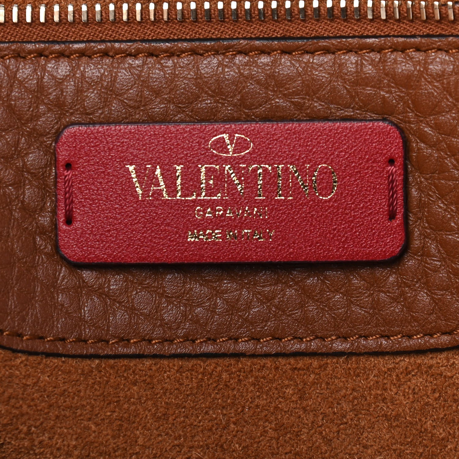 Valentino Garavani Grained Calfskin Rockstud Shoulder Tote Bright Cognac 6 of 8