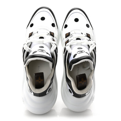 Louis Vuitton Calfskin Satin Printed Polka Dot Monogram LV Archlight Sneakers 40 Black White 2 of 10