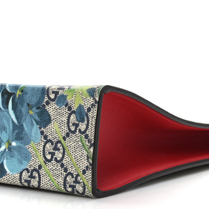 Gucci GG Supreme Monogram Blooms Large Cosmetic Case Beige Blue Navy Hibiscus Red 9 of 9