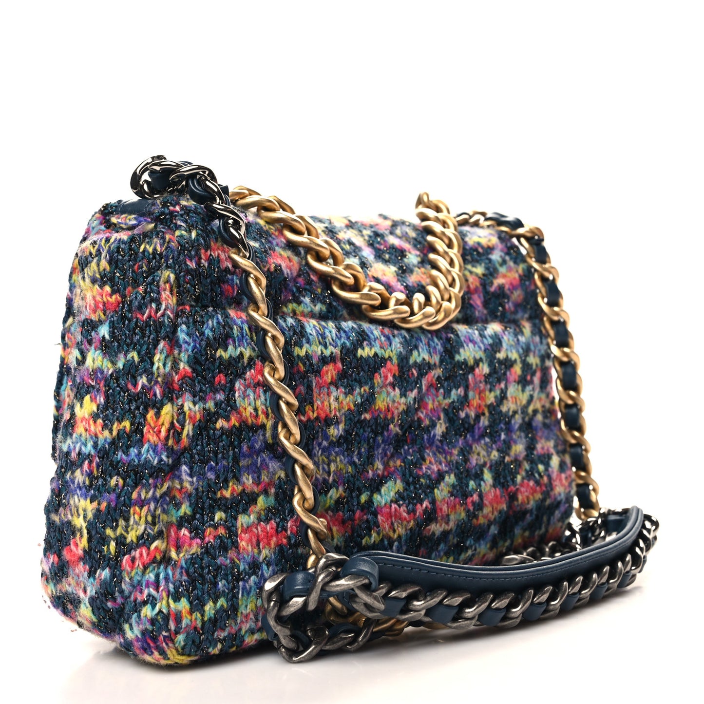 Tweed Quilted Medium Chanel 19 Flap Dark Multicolor