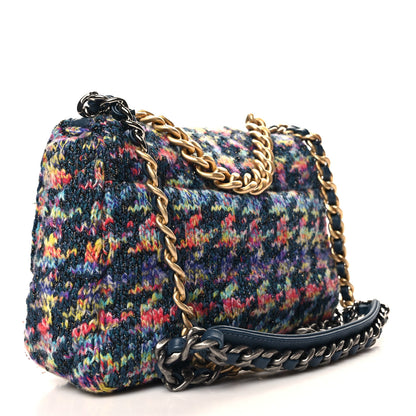 Chanel Tweed Quilted Medium Chanel 19 Flap Dark Multicolor 3 of 10