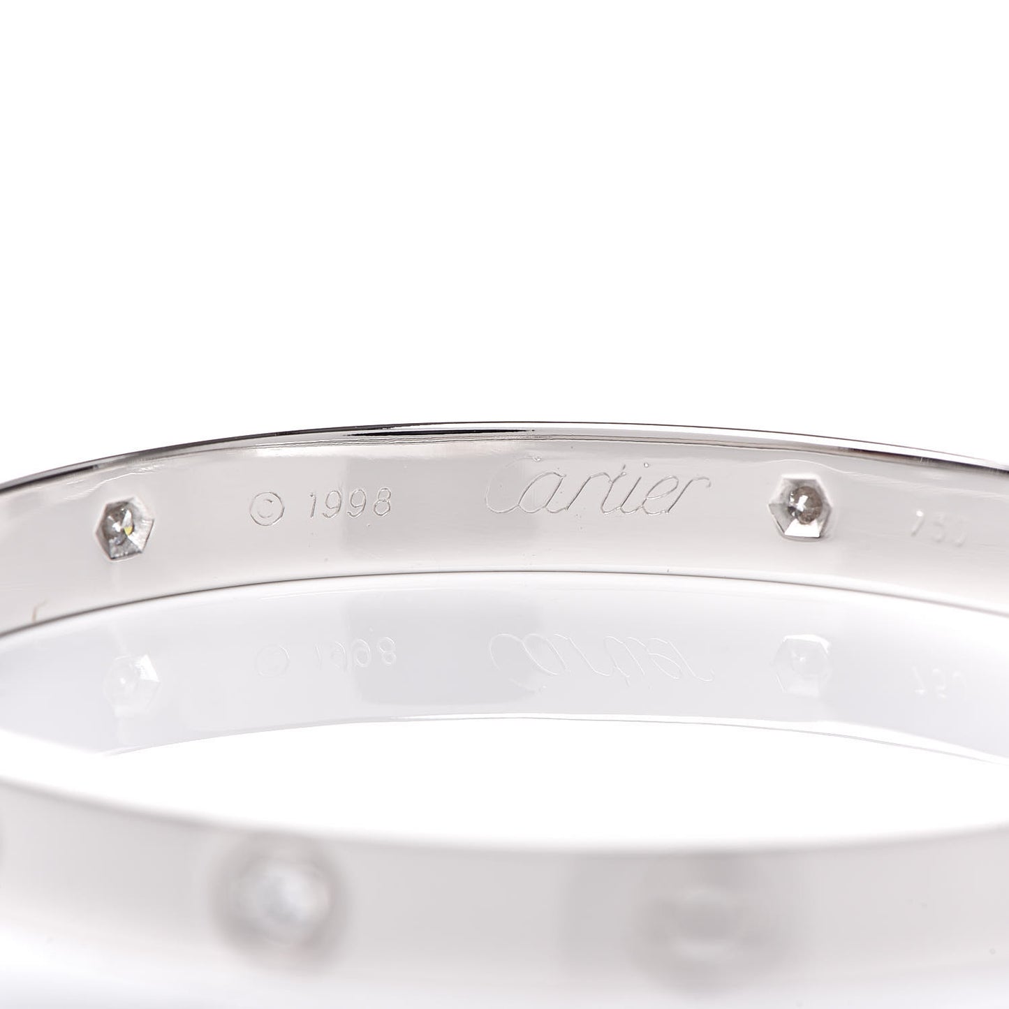 18K White Gold 6 Diamond LOVE Bracelet 17