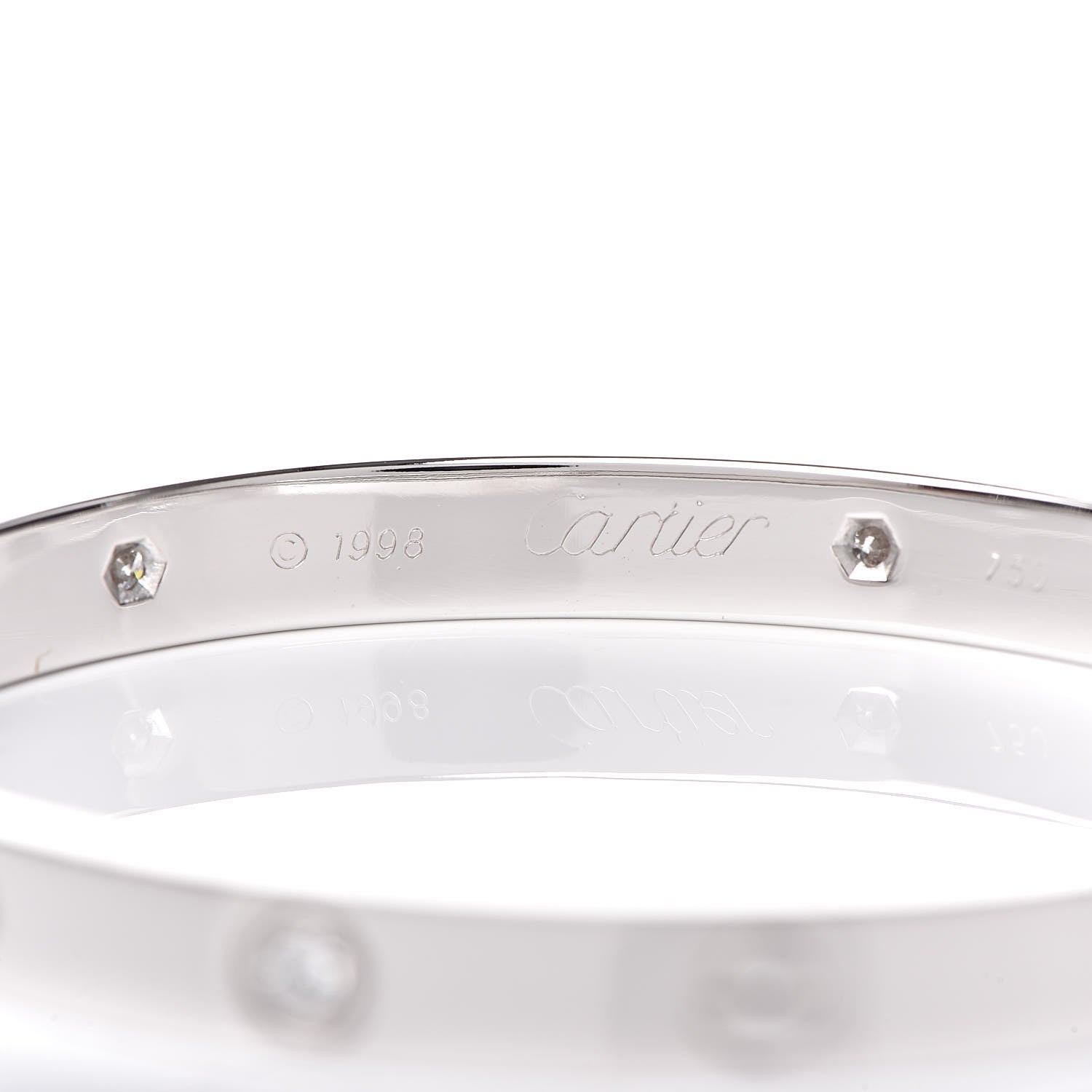 Cartier 18K White Gold 6 Diamond LOVE Bracelet 17 4 of 6