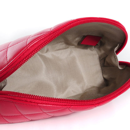 Chanel Lambskin Quilted Valentine Cosmetic Pouch Red 7 of 8