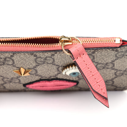 Gucci GG Supreme Monogram Embroidered Face Key Case Pink 11 of 11
