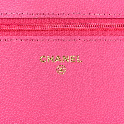 Chanel Caviar Quilted Wallet on Chain WOC Dark Pink 5 of 11
