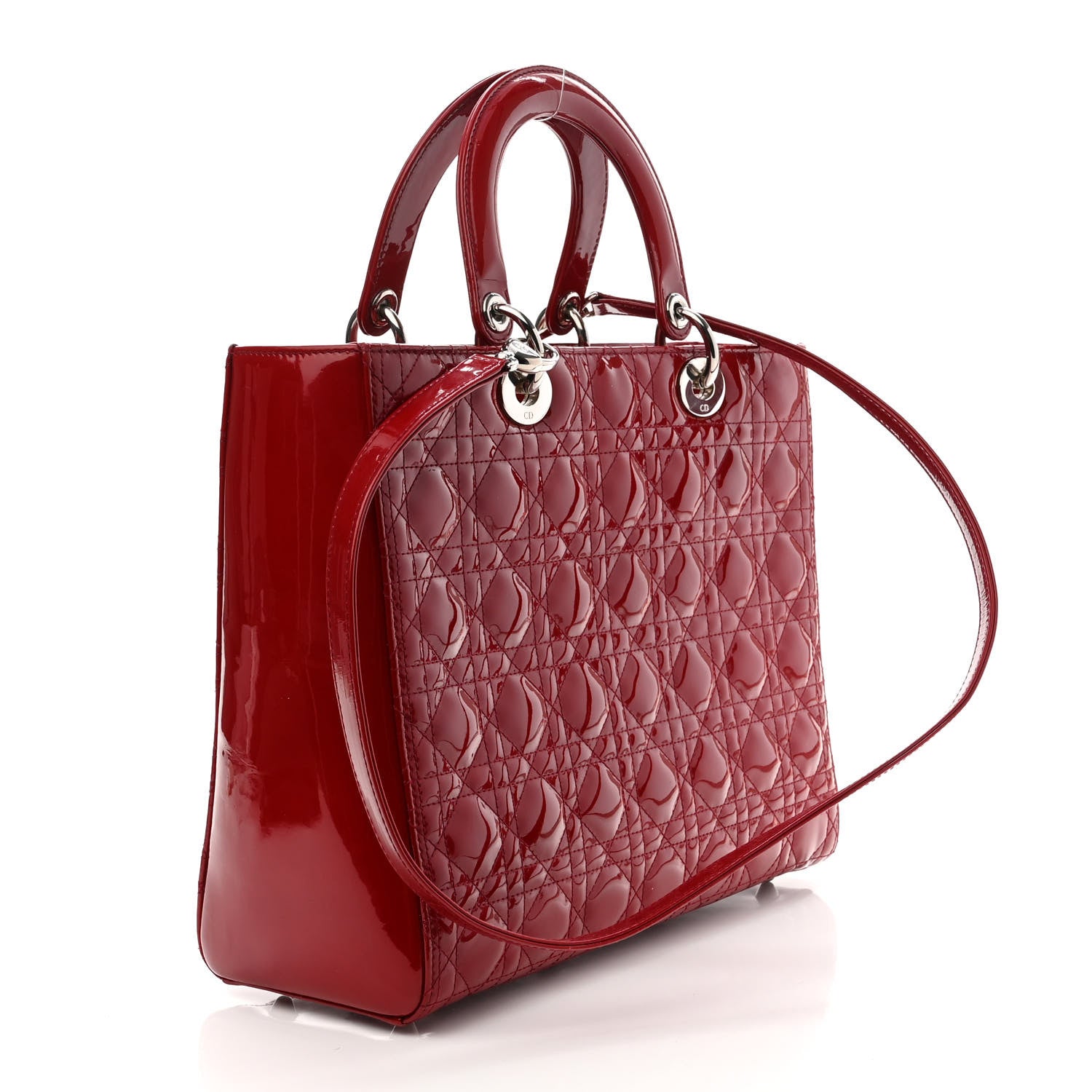 Christian Dior Patent Cannage Large Lady Dior Red 2 of 9