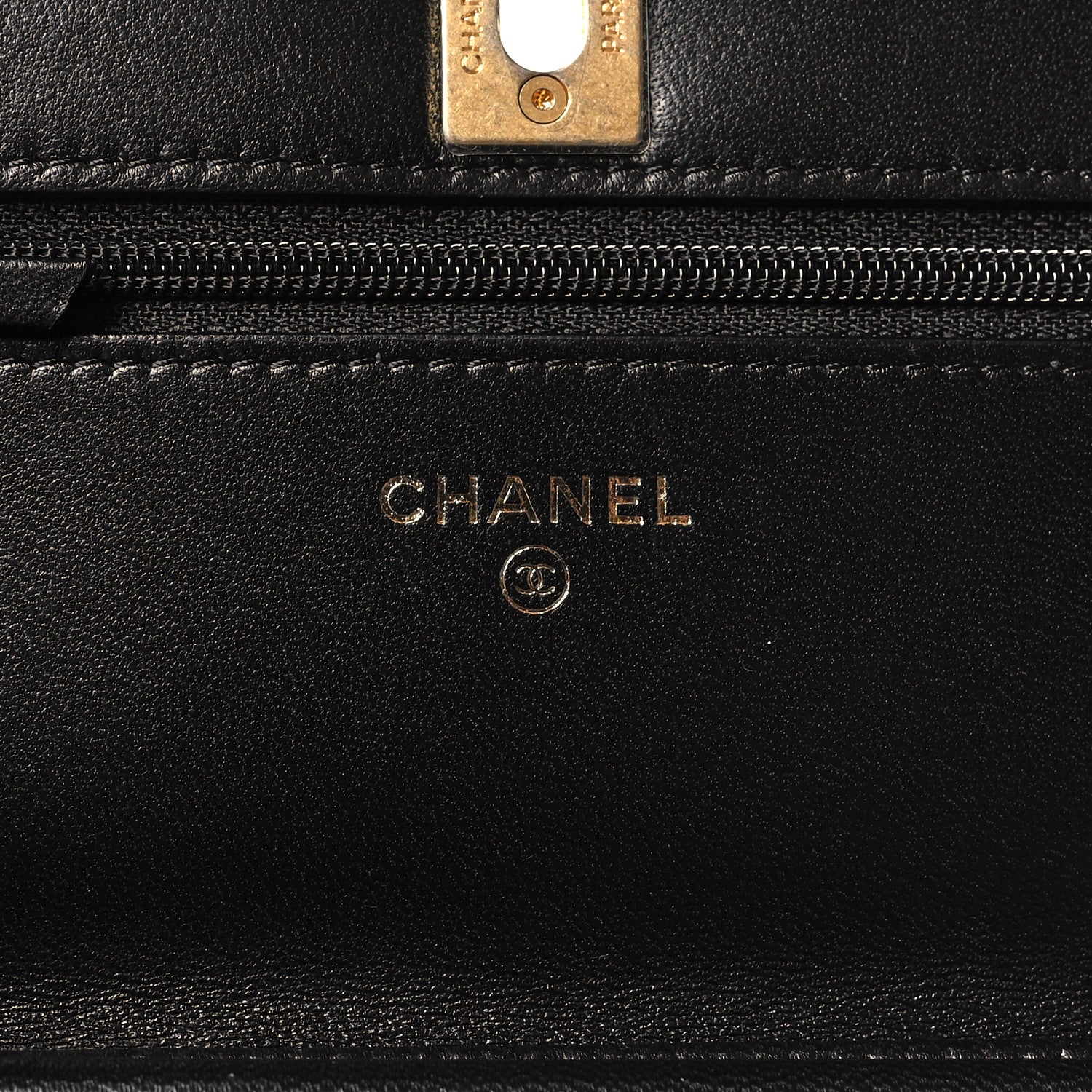 Chanel Lambskin Quilted CC Pearl Crush Wallet on Chain WOC Black 6 of 12
