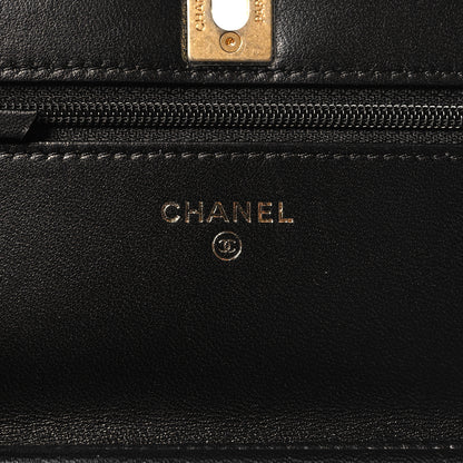 Chanel Lambskin Quilted CC Pearl Crush Wallet on Chain WOC Black 6 of 12