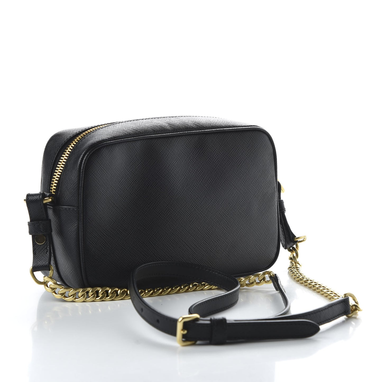 Saffiano Lux Small Camera Crossbody Bag Black