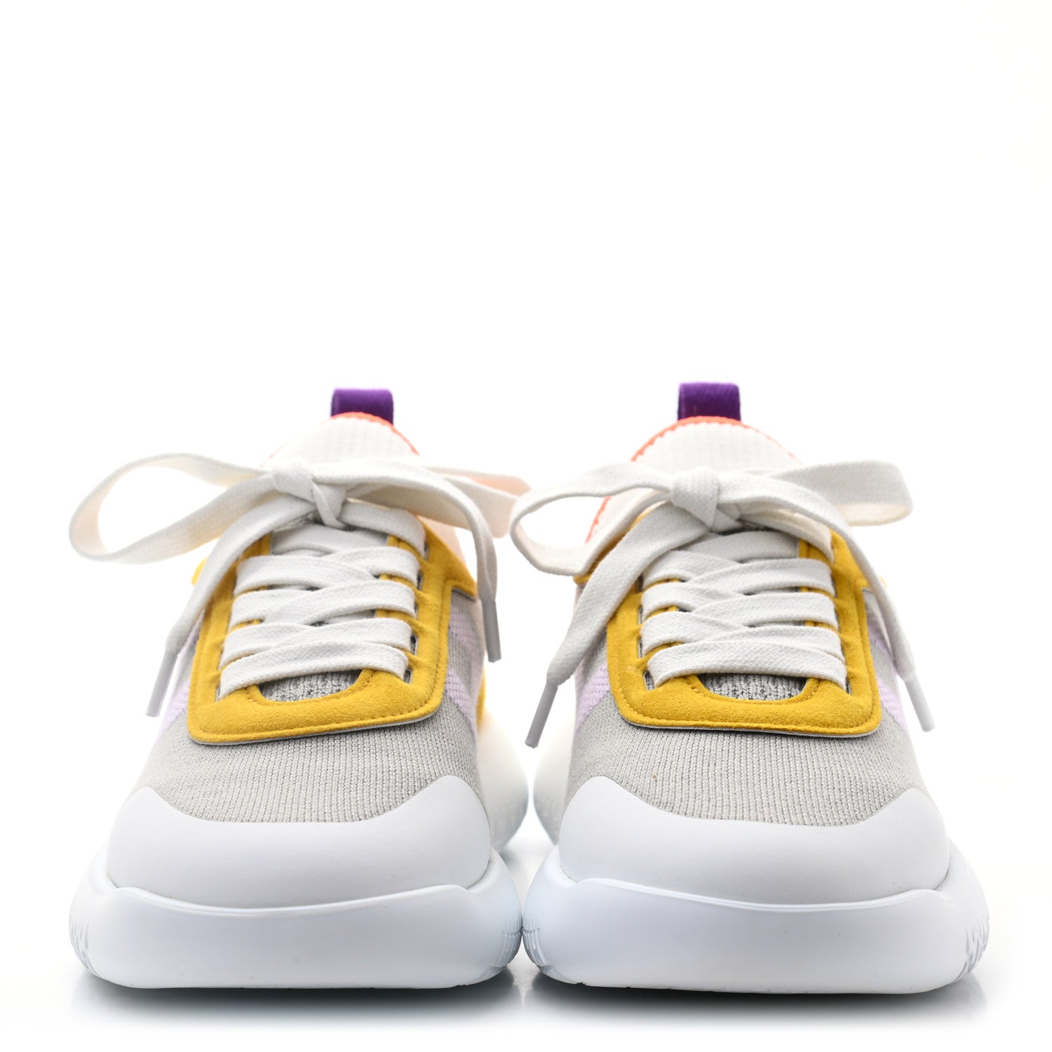 Hermes Knit Suede Goatskin Womens Crew Sneakers 35.5 Multicolor Gris 2 of 8