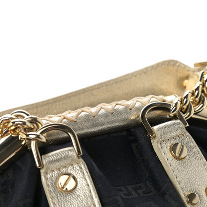 Versace Calfskin Nylon Madonna Satchel Black Gold 9 of 9