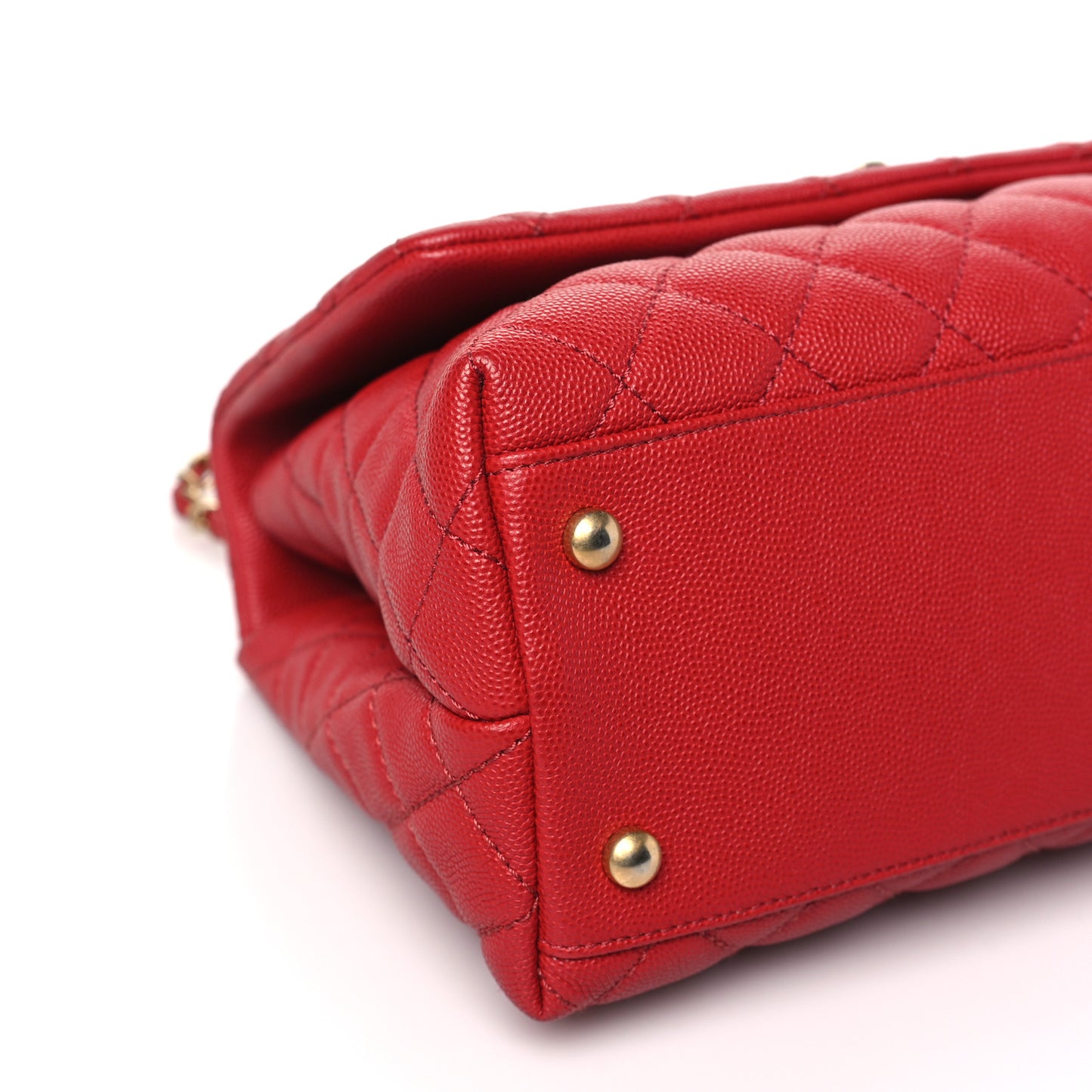 Caviar Quilted Small Coco Handle Flap Red