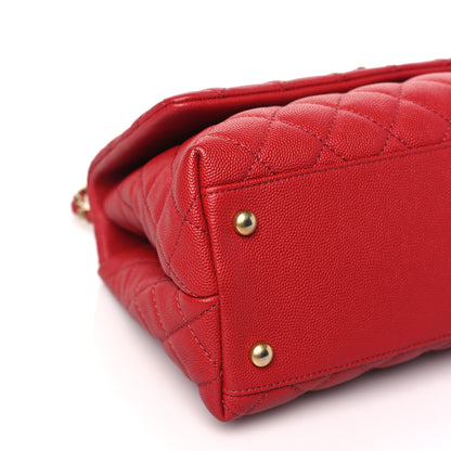 Chanel Caviar Quilted Small Coco Handle Flap Red 9 of 10