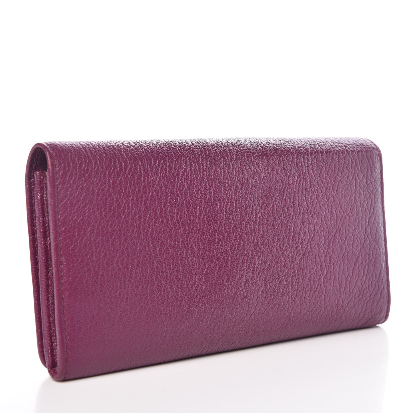 Chevre Silver Metallic Edge Hardware Money Wallet Violet Prune