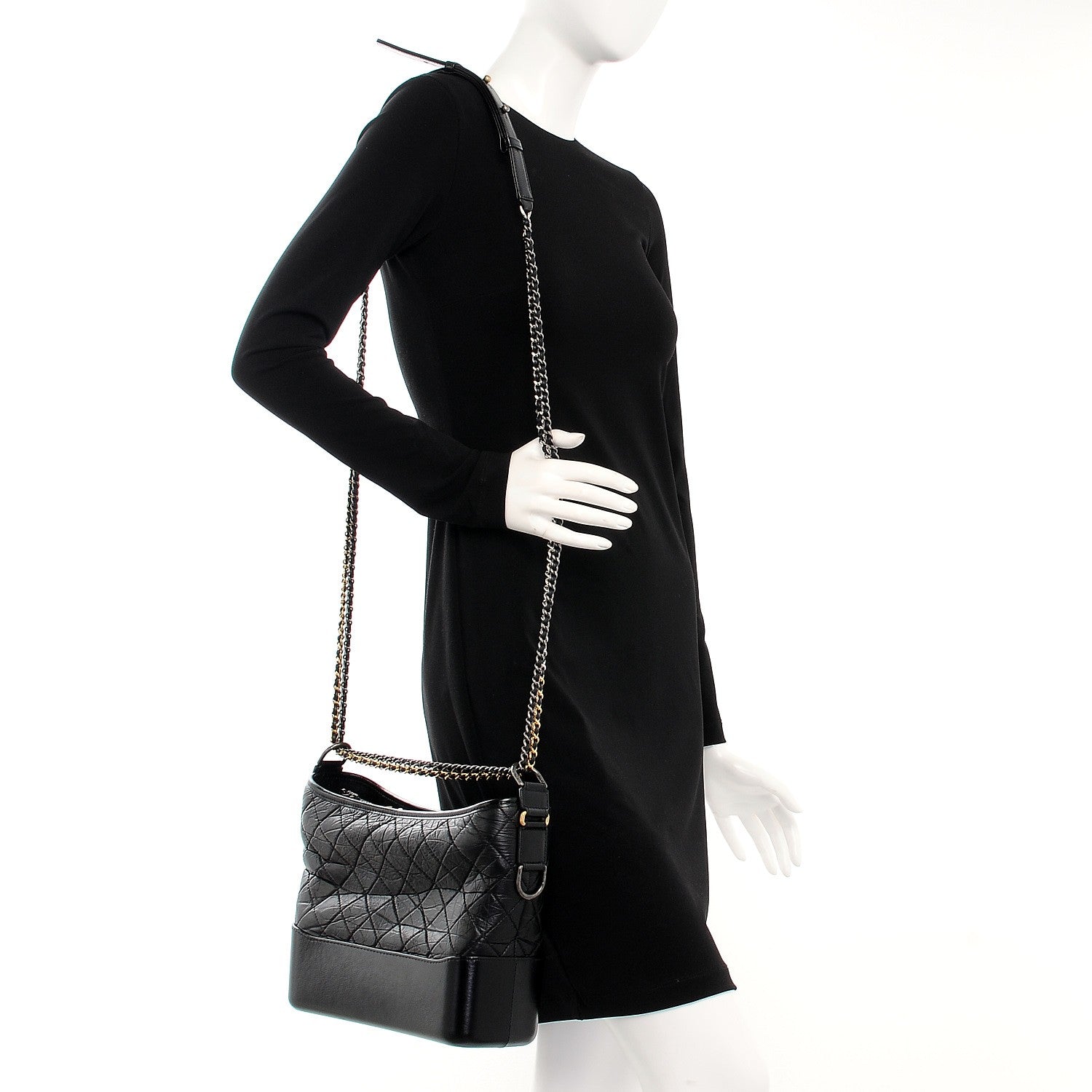 Chanel Aged Calfskin Quilted Medium Gabrielle Hobo Black 2 of 10