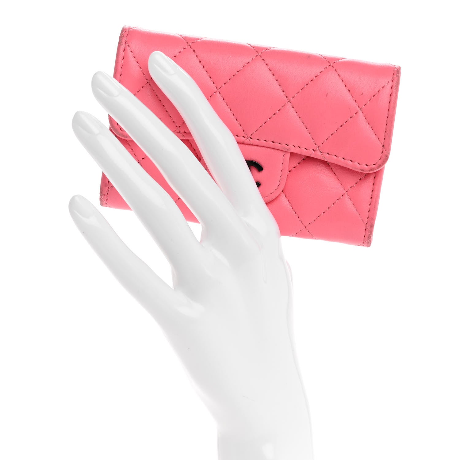 Chanel Lambskin Quilted Flap Card Holder Wallet Pink 2 of 16