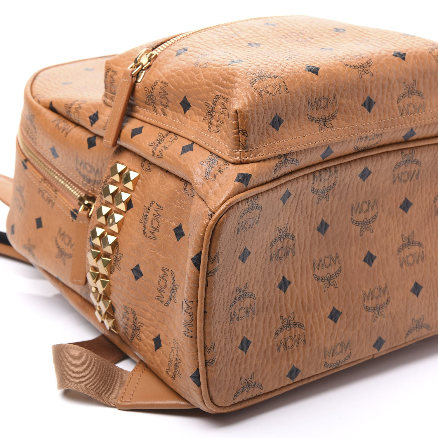 MCM Visetos Small Side Stud Stark Backpack Cognac 7 of 9
