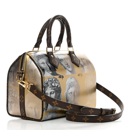 Louis Vuitton X FORNASETTI Calfskin Fornasetti Speedy Bandouliere 25 Gold 3 of 11