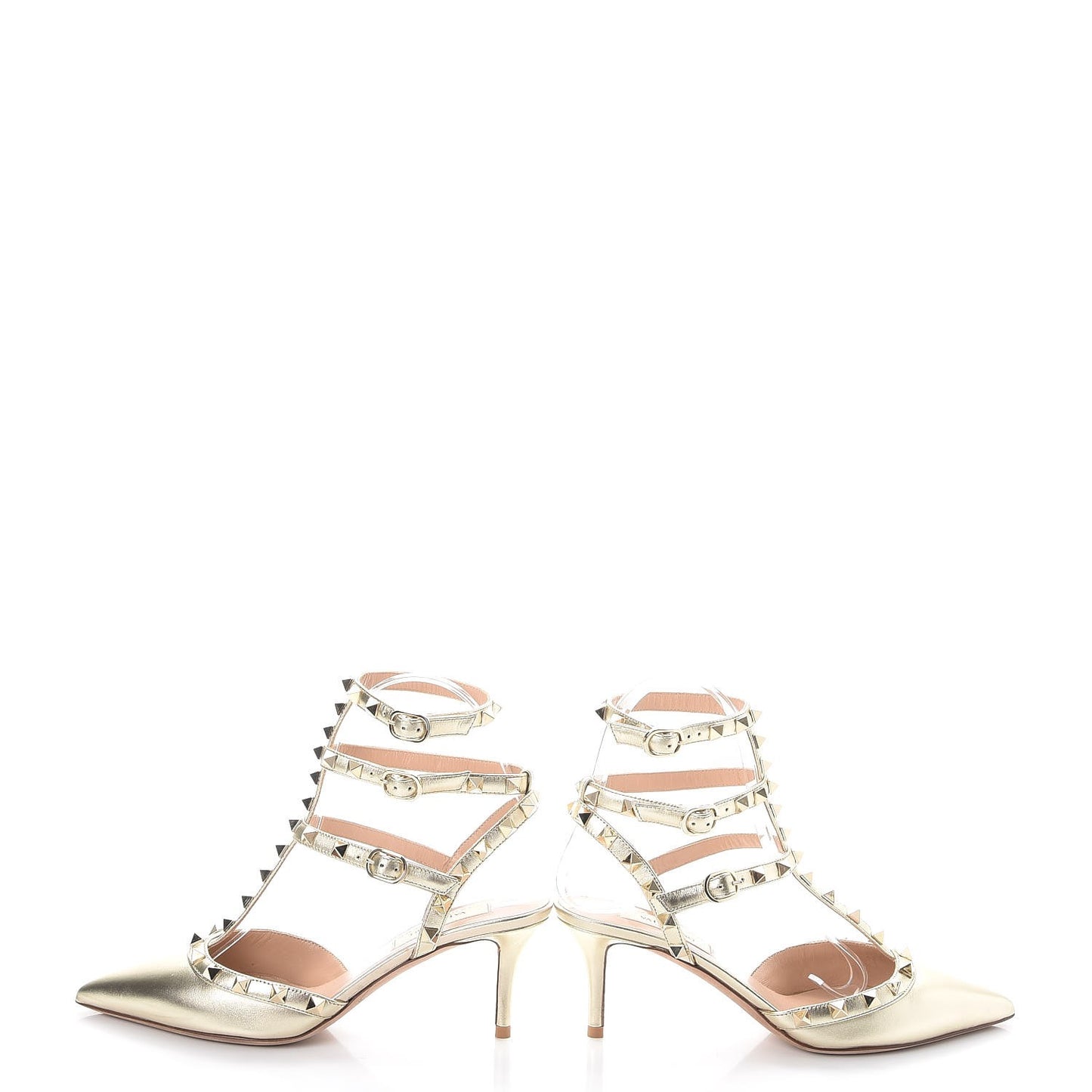 Nappa Rockstud Ankle Strap 65mm Pumps 36 Gold