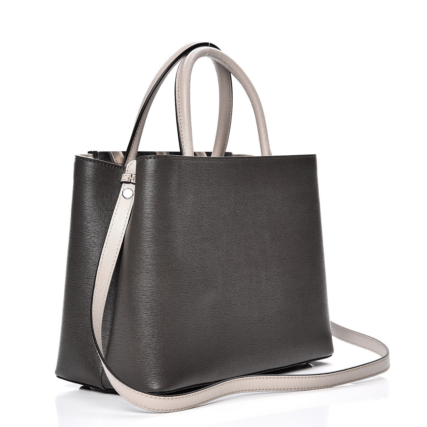 Fendi Vitello Elite Monster Eyes Studded Petite 2Jours Tote Carbone White Multicolor 4 of 8