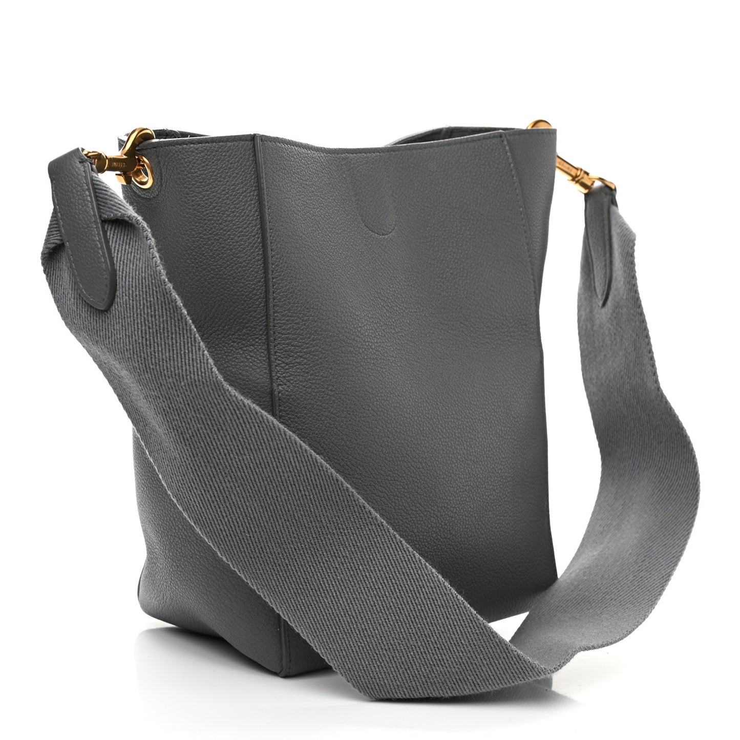 Soft Grained Calfskin Small Sangle Bucket Bag Grey