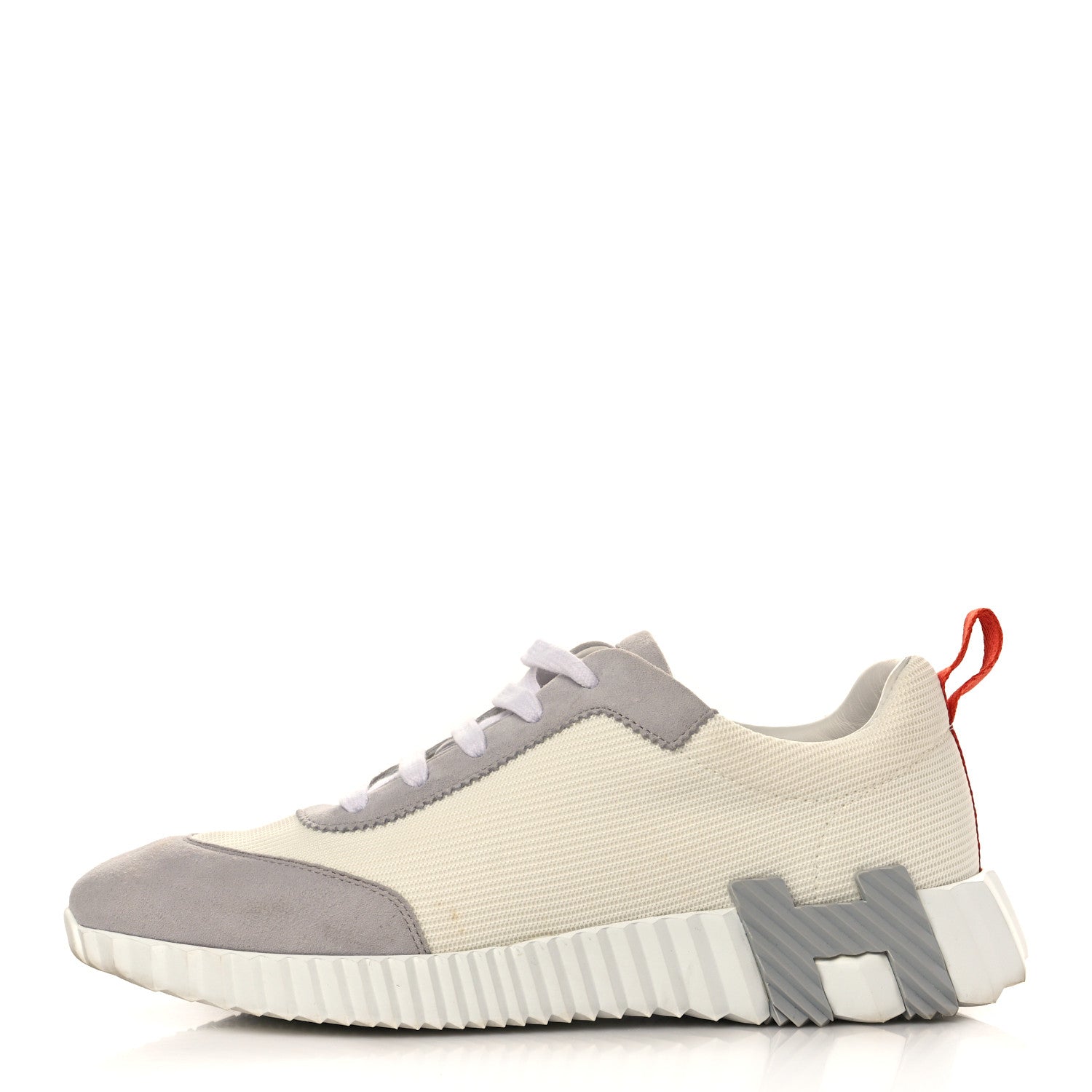 Hermes Technical Canvas Suede Goatskin Bouncing Sneakers 40.5 White Multicolor 1 of 7