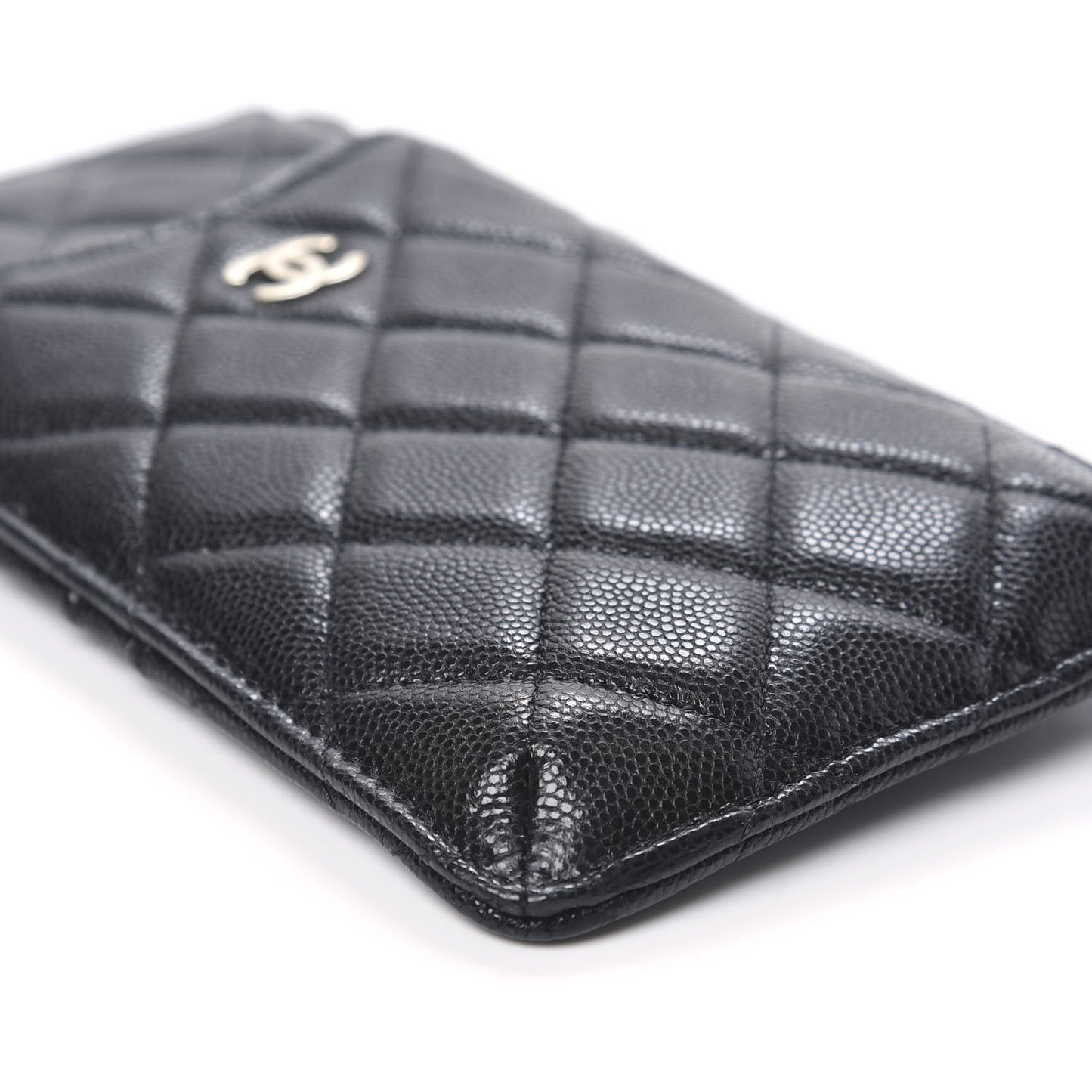 Caviar Quilted Classic Flat Wallet Pouch Black
