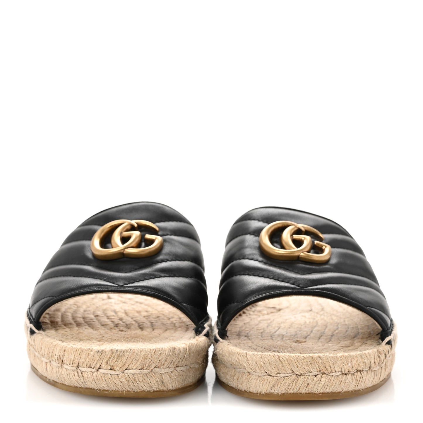 Nappa Matelasse GG Marmont Espadrille Slide Sandals 40 Black