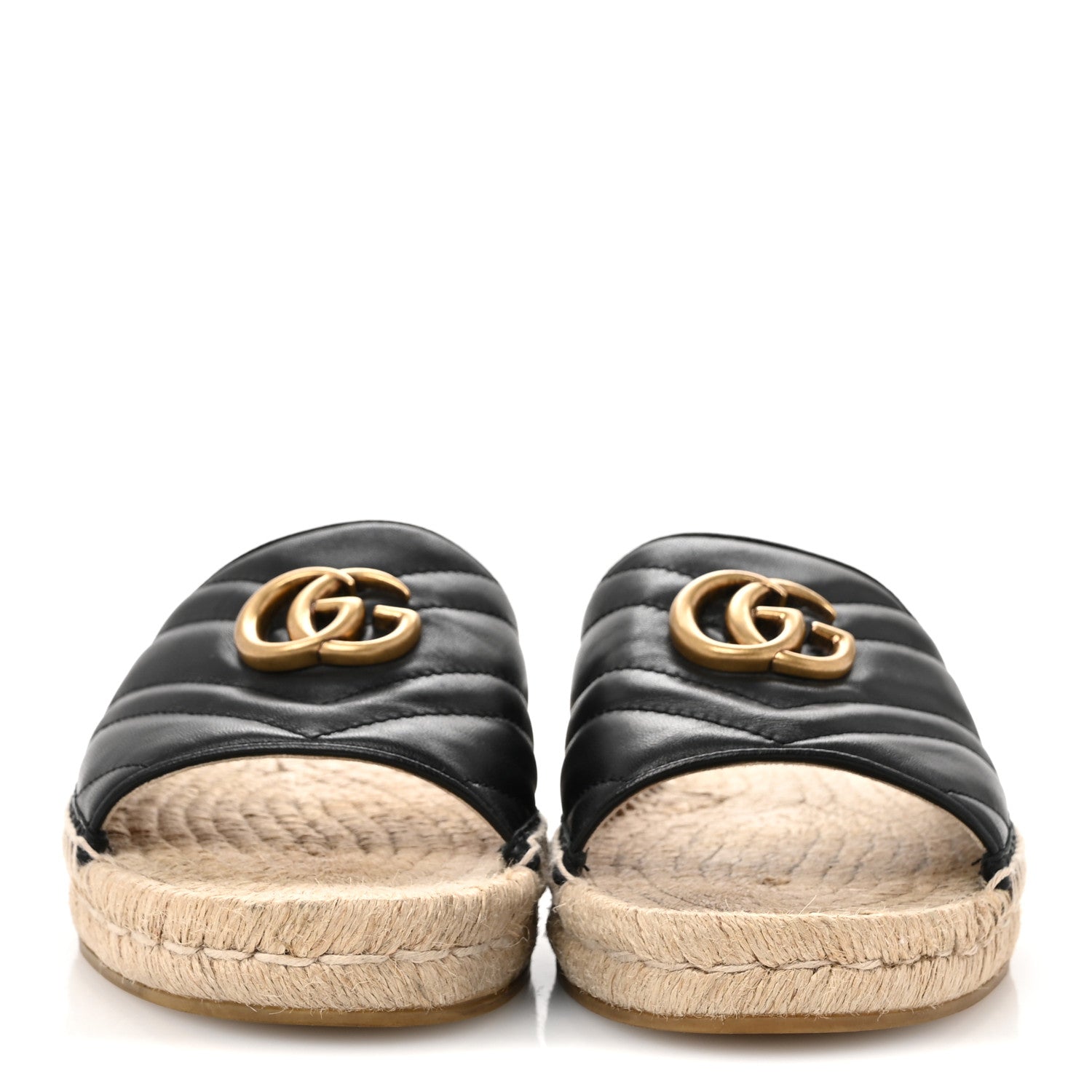 Gucci Nappa Matelasse GG Marmont Espadrille Slide Sandals 40 Black 3 of 12