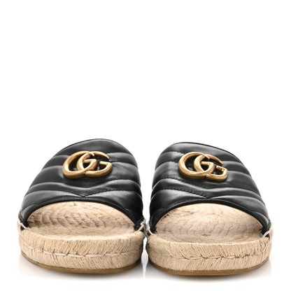 Gucci Nappa Matelasse GG Marmont Espadrille Slide Sandals 40 Black 3 of 12
