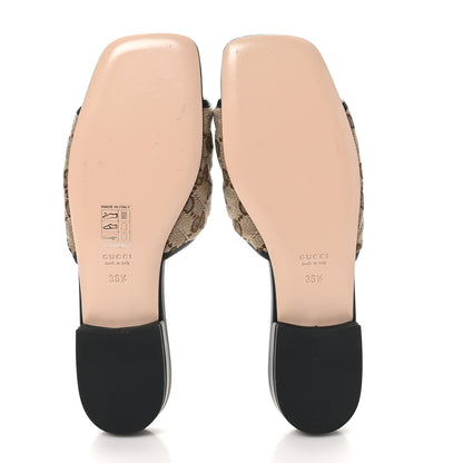 Gucci Monogram Matelasse Diagonal GG Marmont Flat Slide Sandals 36.5 Beige Ebony Black 6 of 9