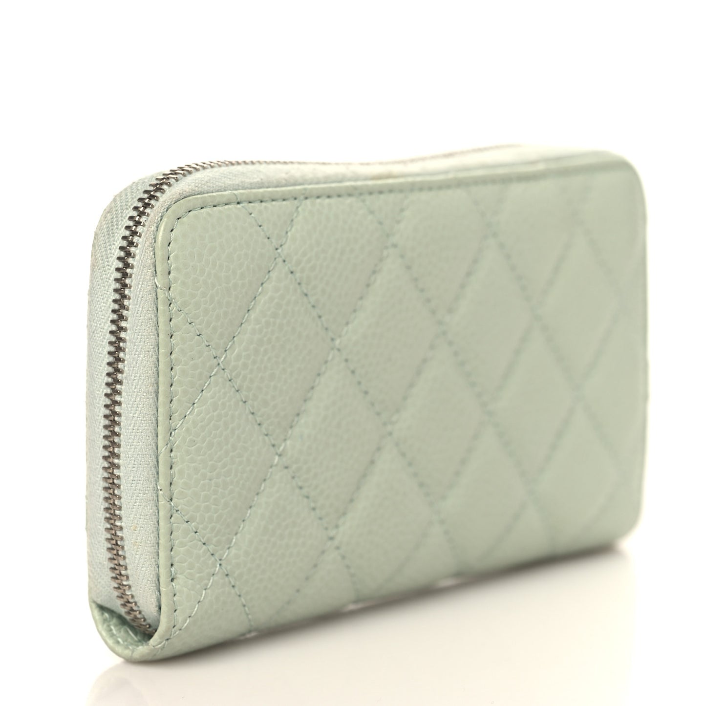 Caviar Quilted Small Zip Around Wallet Light Green