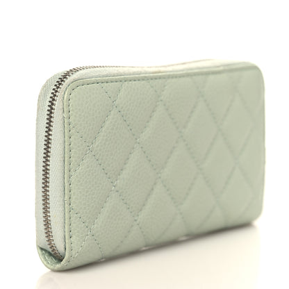 Chanel Caviar Quilted Small Zip Around Wallet Light Green 3 of 9