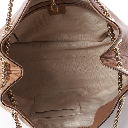 Gucci Pebbled Calfskin Medium Soho Chain Shoulder Bag Rose Beige 8 of 10