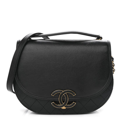 Chanel Shiny Calfskin Goatskin Quilted Medium Coco Curve Messenger Flap Black 1 of 10
