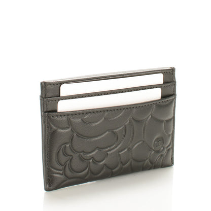 Chanel Lambskin Camellia Embossed Card Holder Black 3 of 8