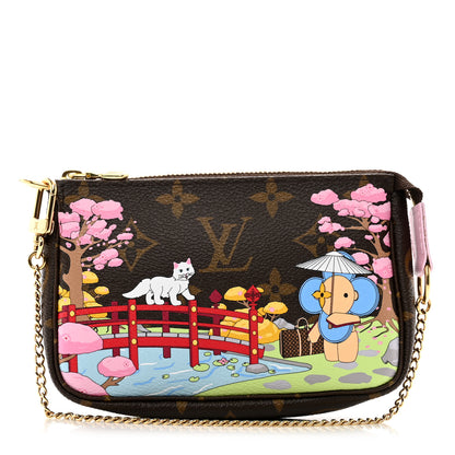 Louis Vuitton Monogram 2021 Christmas Animation Japanese Garden Mini Pochette Accessories Wisteria Pink 1 of 7