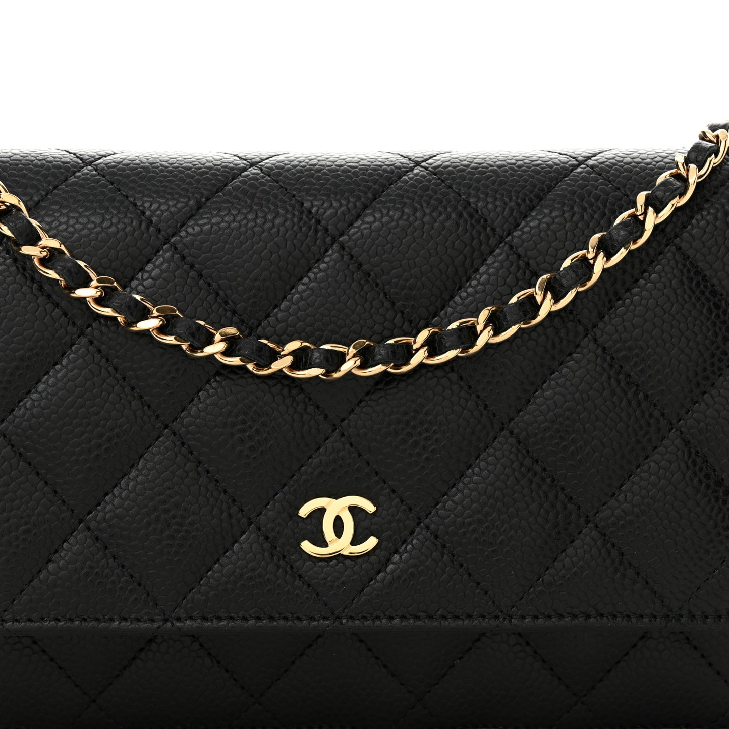 Caviar Quilted Wallet on Chain WOC Black